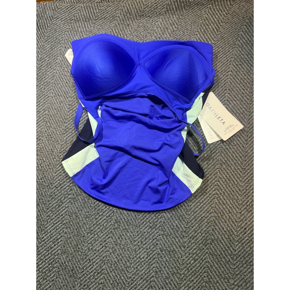 NWT $79 Athleta Sz 34D/DD Coastline Blue Bra Cup Tankini Top Swim New